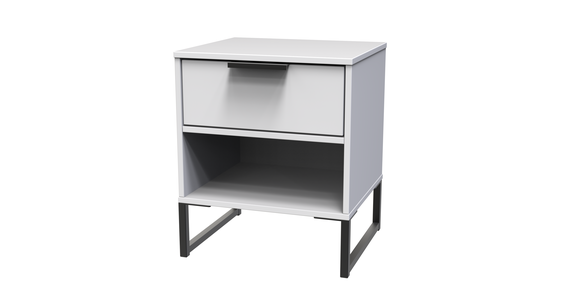 DEG408 Double 1 Drawer Midi White Matt Black Legs