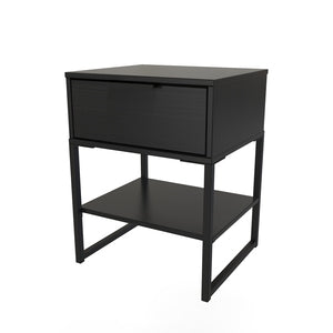 DEG409 Single 1 Drawer Midi Chest Black Ash Black Leg
