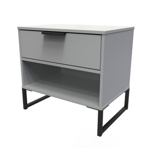 DEG411 Double 1 Drawer Midi Chest Dusk Grey Black Legs