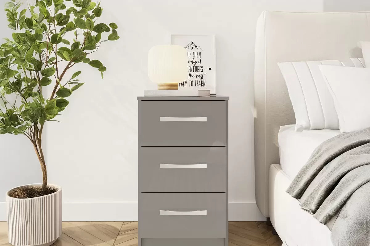 Lowther 3 Drawer Bedside Grey