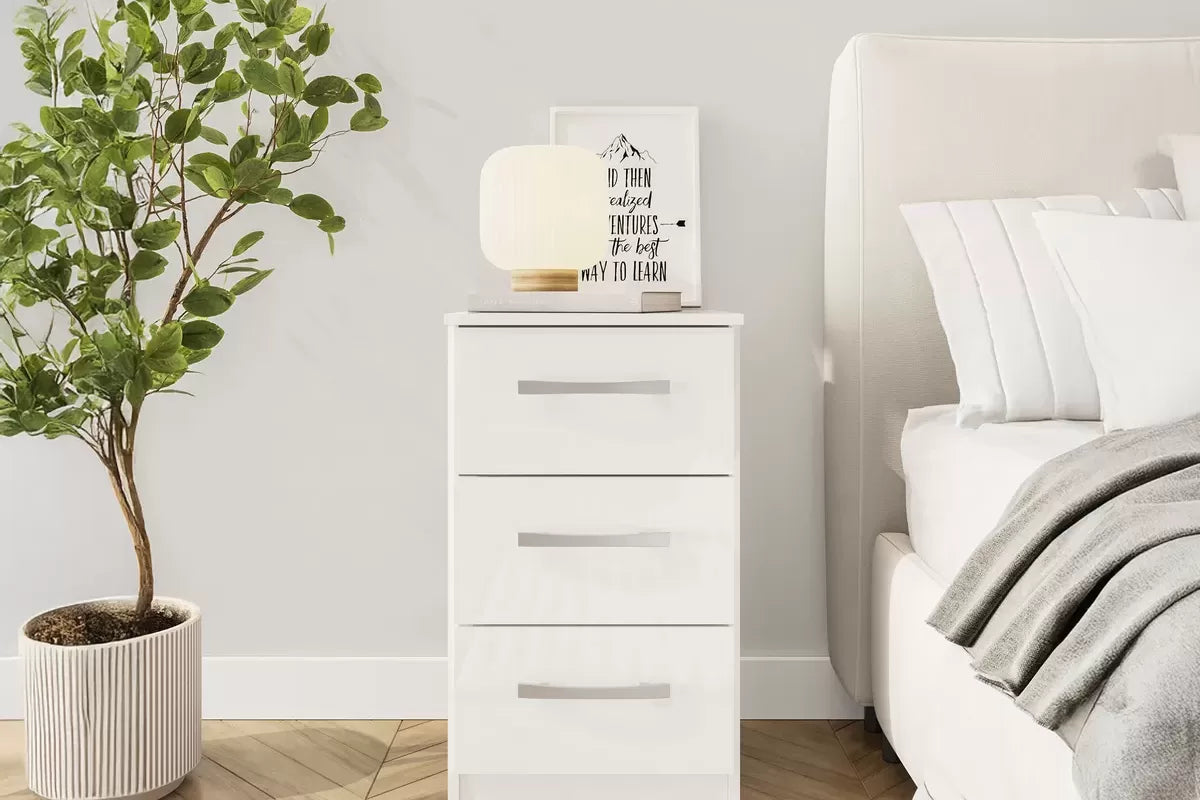 Lowther 3 Drawer Bedside White