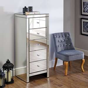 Seville 5 Drawer Narrow Chest White