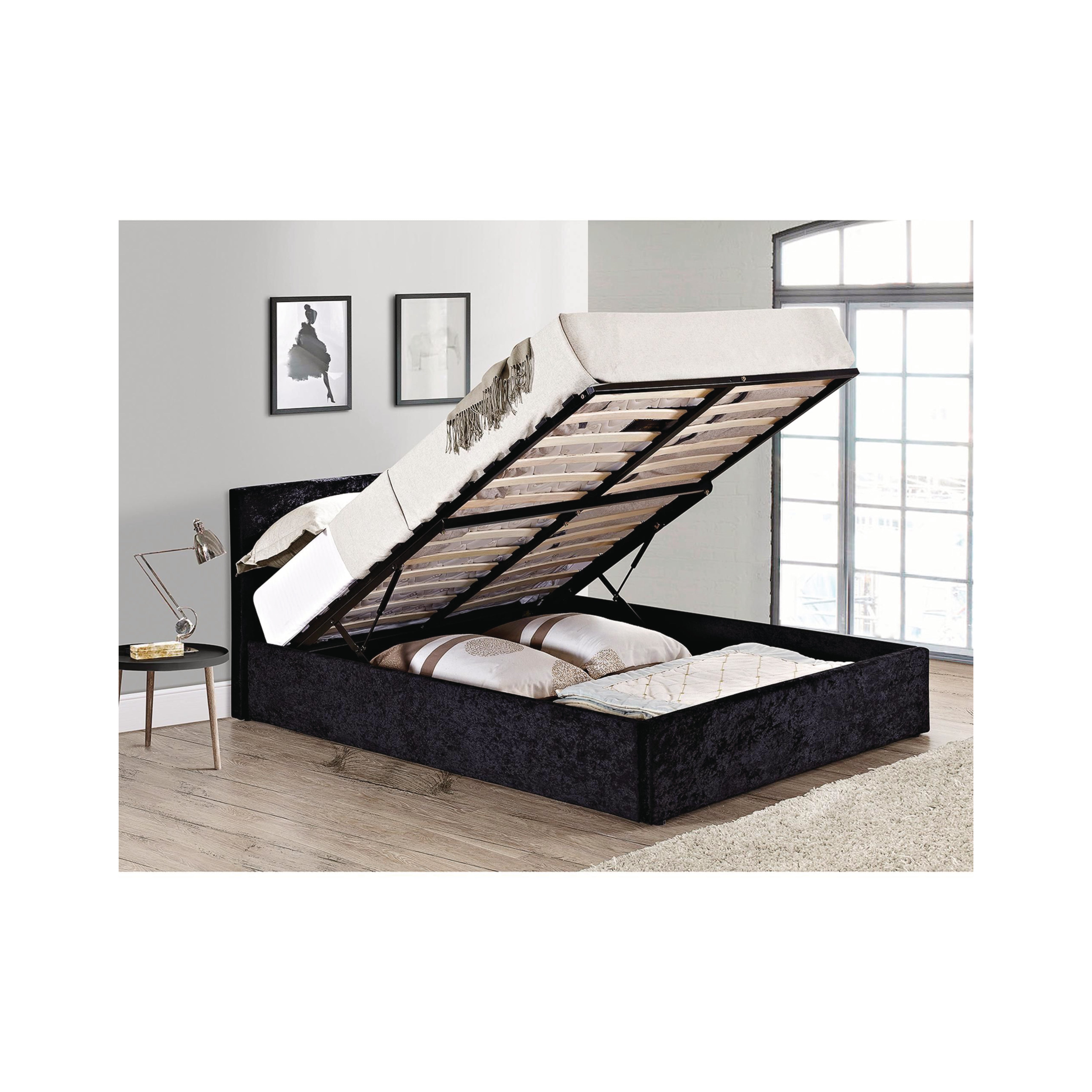Braun Double Ottoman Bed Black Crushed Velvet