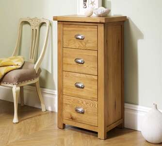 Woburn 4 Drawer Narrow Chest Oak