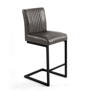 Annecy Cantilever Leather Effect Grey Bar Chair