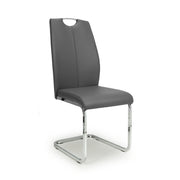 Leather Effect Grey Dining Chair