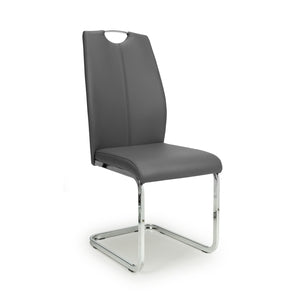 Leather Effect Grey Dining Chair