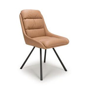 Andria Swivel Leather Effect Tan Dining Chair