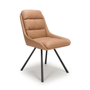 Andria Swivel Leather Effect Tan Dining Chair