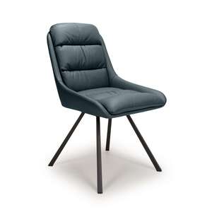 Andria Swivel Leather Effect Midnight Blue Dining Chair