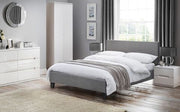 Light Grey Linen Bed 90Cm