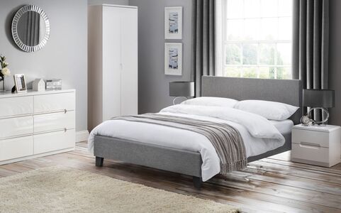 Light Grey Linen Bed 90Cm
