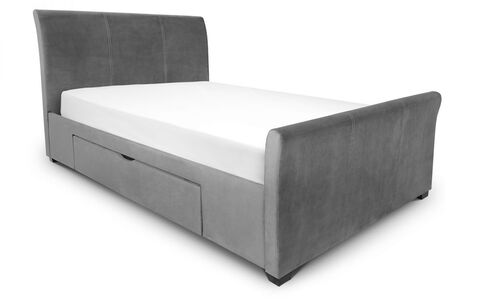Capri Fabric Bed With Drawers Light Grey 135Cm