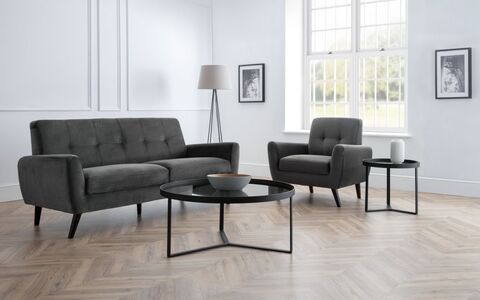 Monza 3 Seater In Dark Grey Velvet