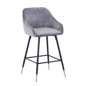 Brushed Velvet Grey Bar Stool