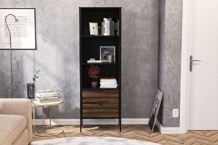 Opus 2 Drawer Bookcase Walnut & Black