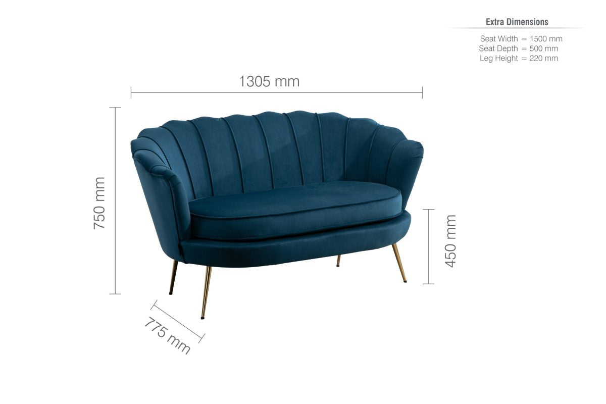 Addison 2 Seater Sofa Blue