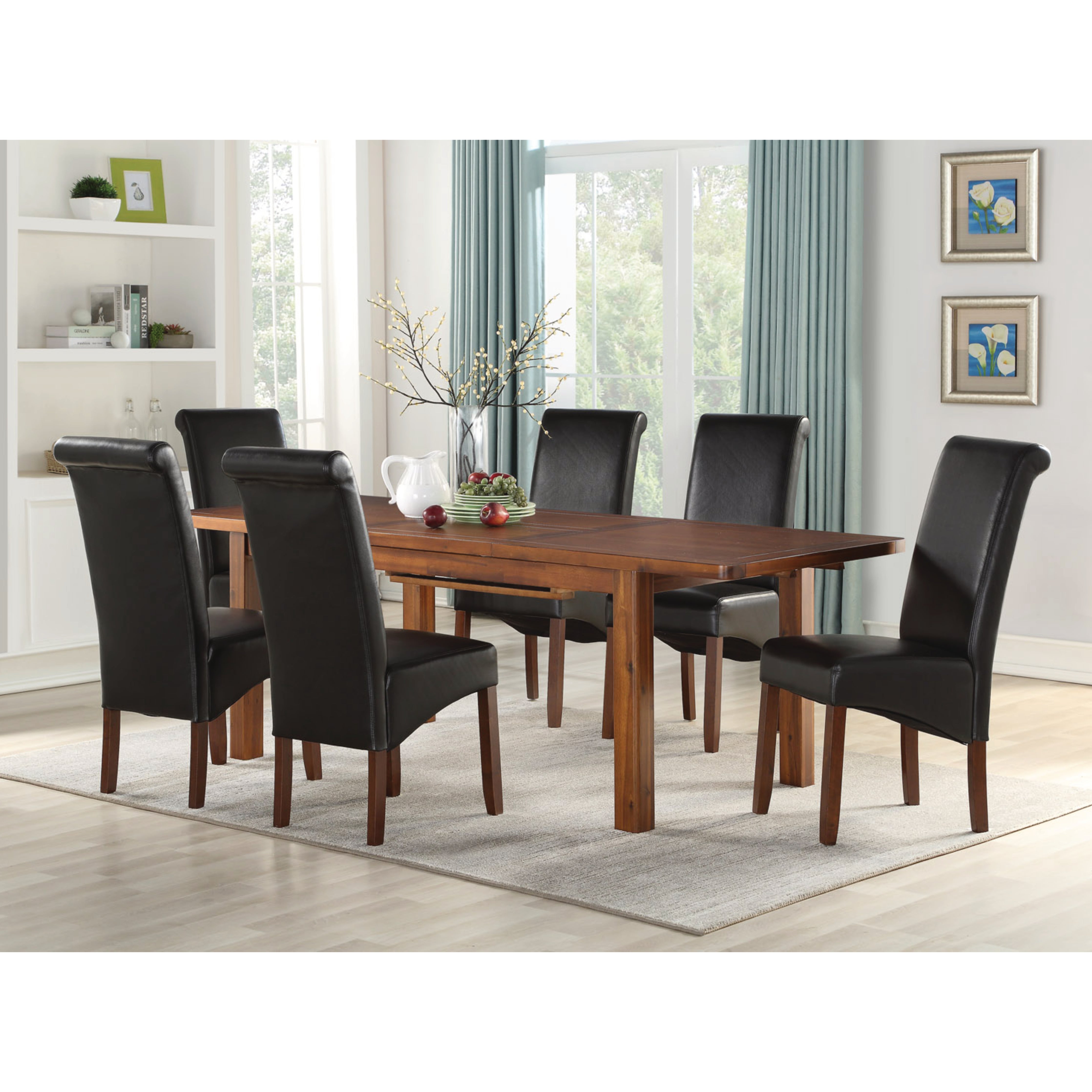 Andorra Acacia 165Cm Dining Set (With Black Sophie Dining Chair Kd) (6 Chairs)