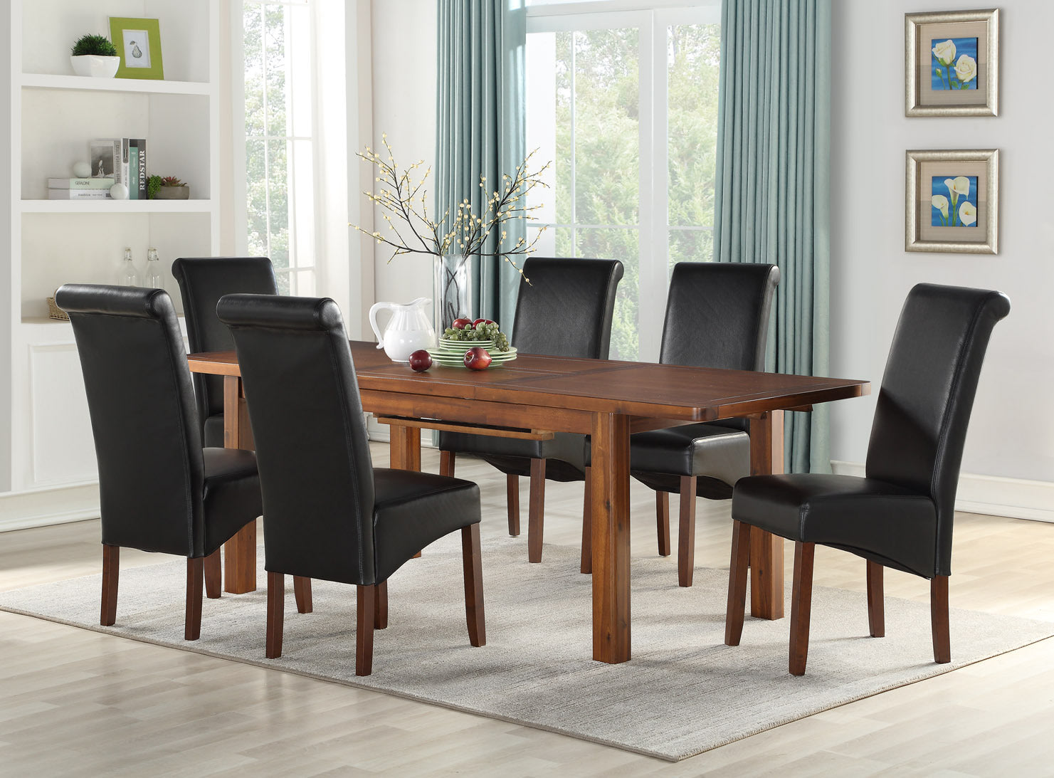 Andorra Acacia 165Cm Dining Set (With Black Sophie Dining Chair Kd) (6 Chairs)