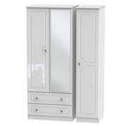 Belaire Triple 2 Drawer Mirror Robe White Gloss