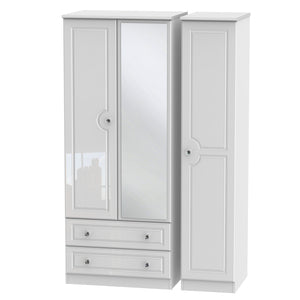 Belaire Triple 2 Drawer Mirror Robe White Gloss