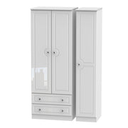 Belaire Tall Triple 2 Drawer Robe White Gloss