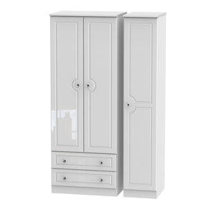 Belaire Tall Triple 2 Drawer Robe White Gloss