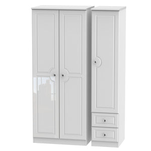 Belaire Triple Plain + Drawer Robe White Gloss