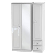 Belaire Triple Mirror + Drawer Robe White Gloss