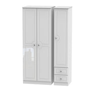 Belaire Tall Triple Plain + Drawer Robe White Gloss