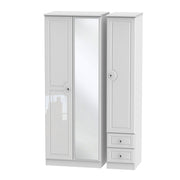Belaire Tall Triple Mirror + Drawer Robe White Gloss