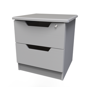 Bertie 2 Drawer Bedside w/Lock Grey Ash
