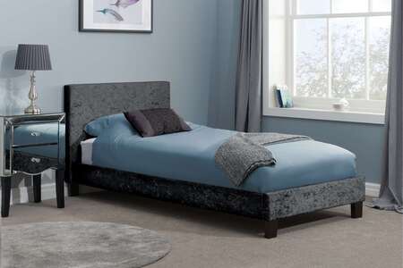Berlin Single Bed Black Crushed Velvet