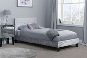 Berlin Single Bed Steel Crushed Velvet