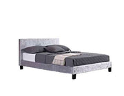 Berlin King Bed Steel Crushed Velvet