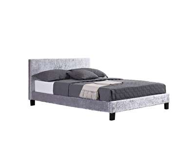 Berlin Double Bed Steel Crushed Velvet