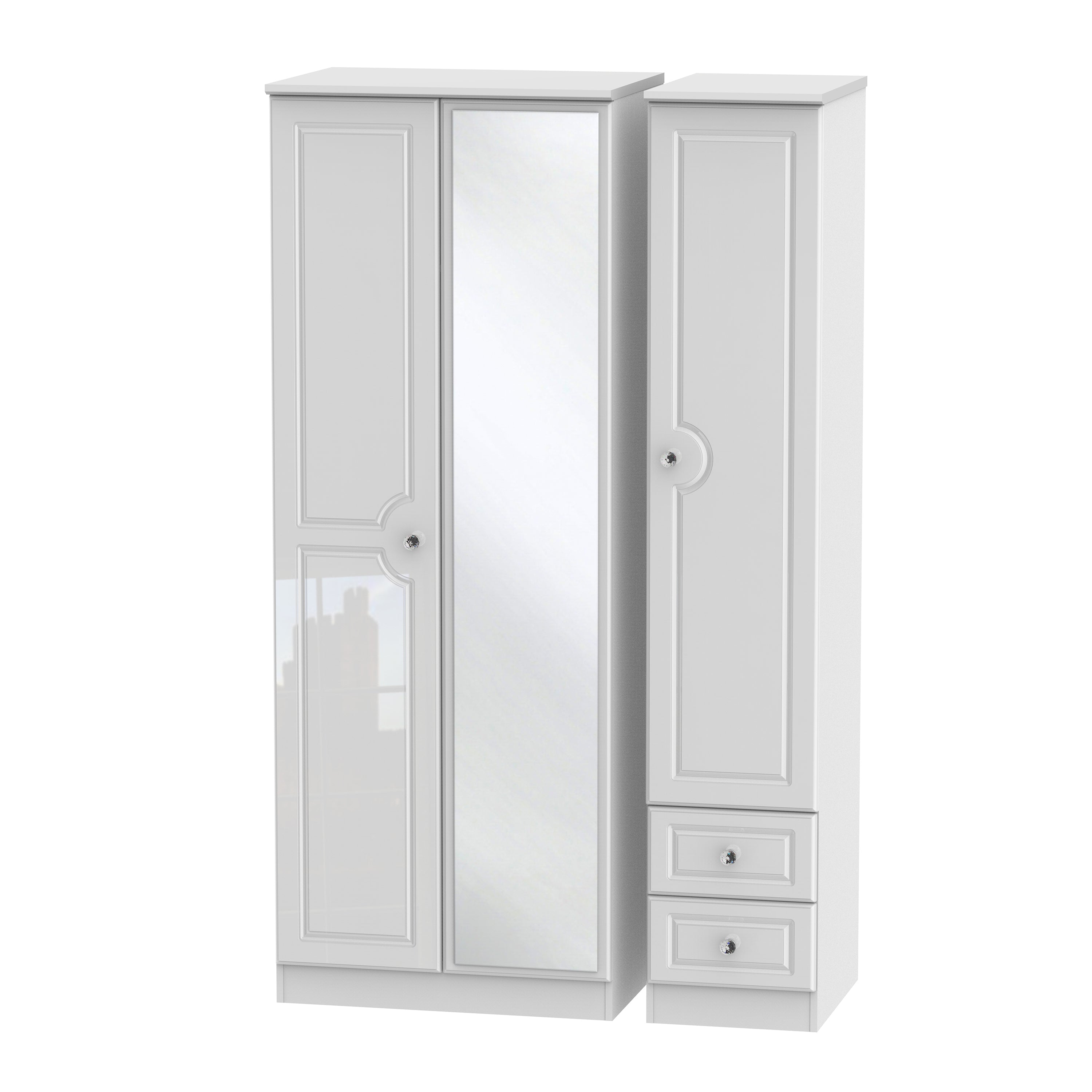 Belaire Tall Triple 2 Drawer Mirror + Drawer Robe