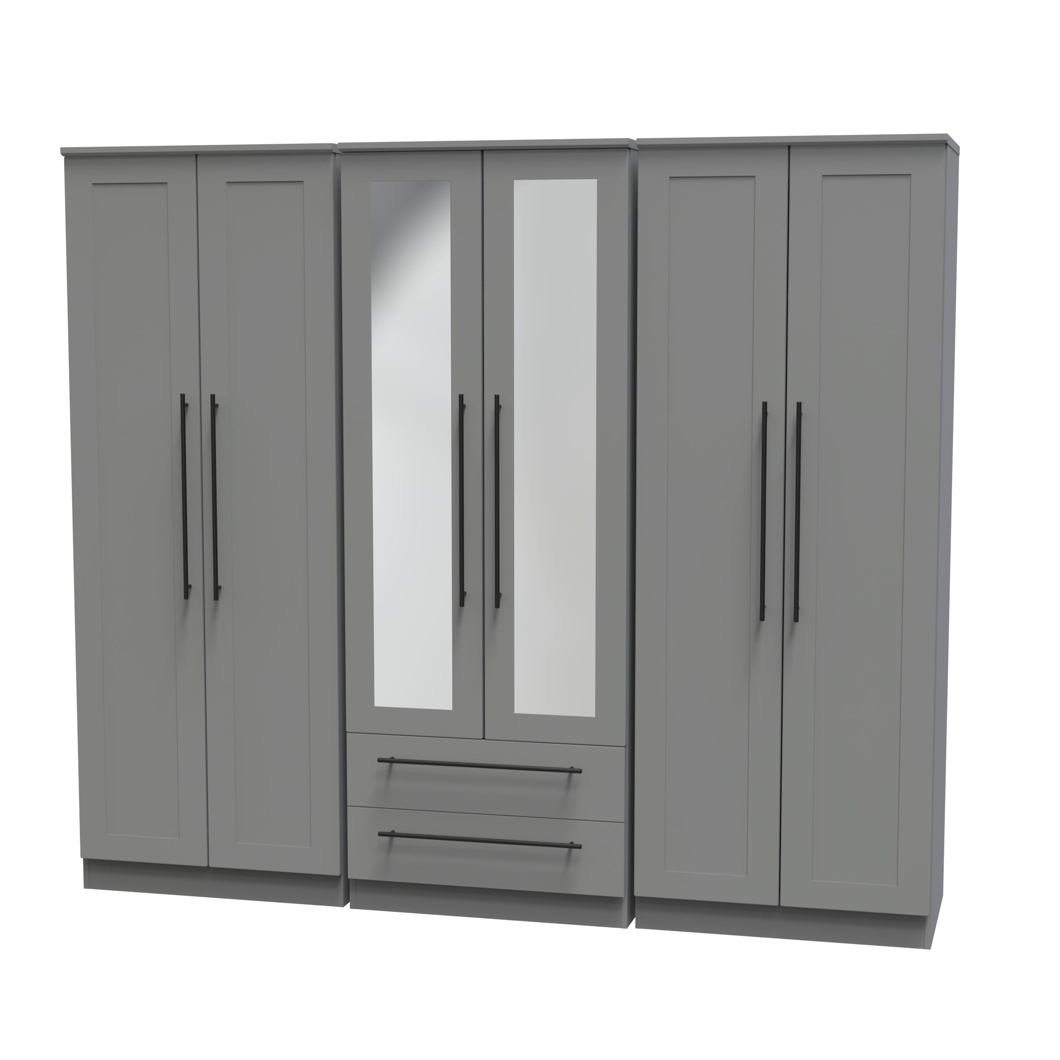 Bernard Tall 6 Door 2 Drawer Centre Mirror Robe