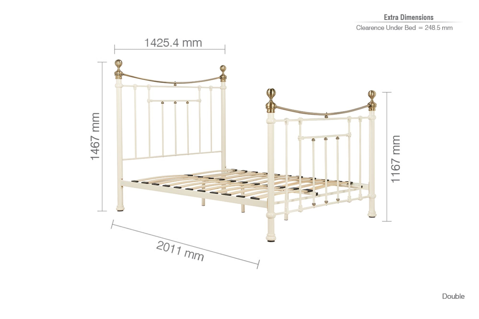 Bolton Double Bed Cream