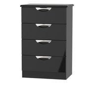 Cambridge 4 Drawer Midi Chest Black Gloss Black