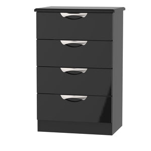 Cambridge 4 Drawer Midi Chest Black Gloss Black