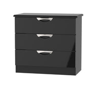 Cambridge 3 Drawer Chest Black Gloss Black