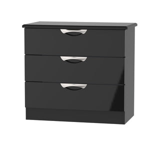 Cambridge 3 Drawer Chest Black Gloss Black