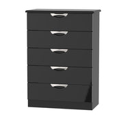 Cambridge 5 Drawer Chest Black Gloss Black