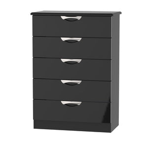 Cambridge 5 Drawer Chest Black Gloss Black