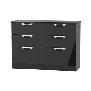 Cambridge 6 Drawer Midi Chest Black Gloss Black