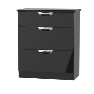 Cambridge 3 Drawer Deep Chest Black Gloss Black
