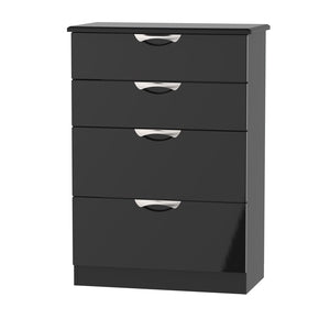 Cambridge 4 Drawer Deep Chest Black Gloss Black