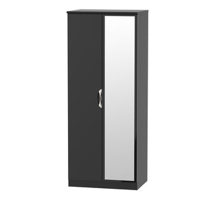 Cambridge 2ft6in Mirror Robe Black Gloss Black