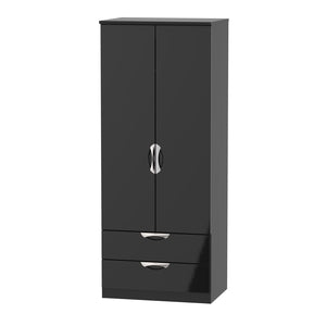 Cambridge 2ft6in 2 Drawer Robe Black Gloss Black